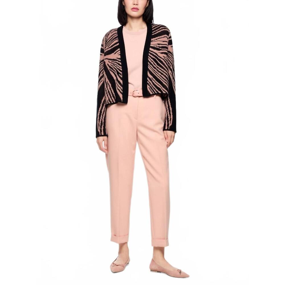 NEW MARC CAIN neutral affinity jacquard open cardigan in peach beige color 217